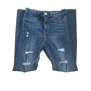 NWT H&M Divided Dark Blue Distressed Super Skinny Jeans Sz 6